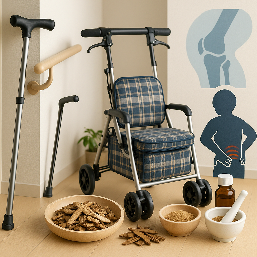 西宮市の皆歩対策:手すり・杖・シルバーカーと漢方で歩行困難を支援